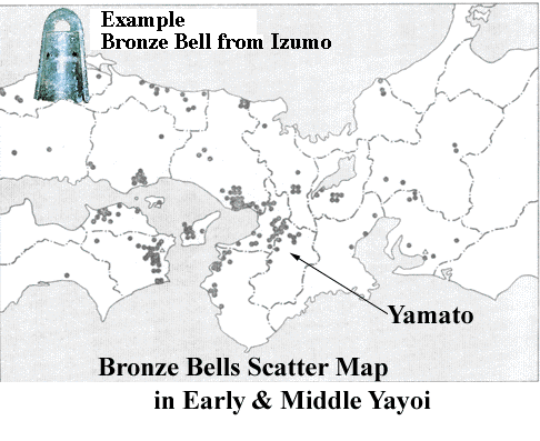 Bronze Bells Scatter Map in early &Middle Yayoi